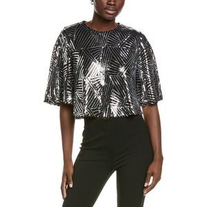 Gracia Womens Sequin Top, Black